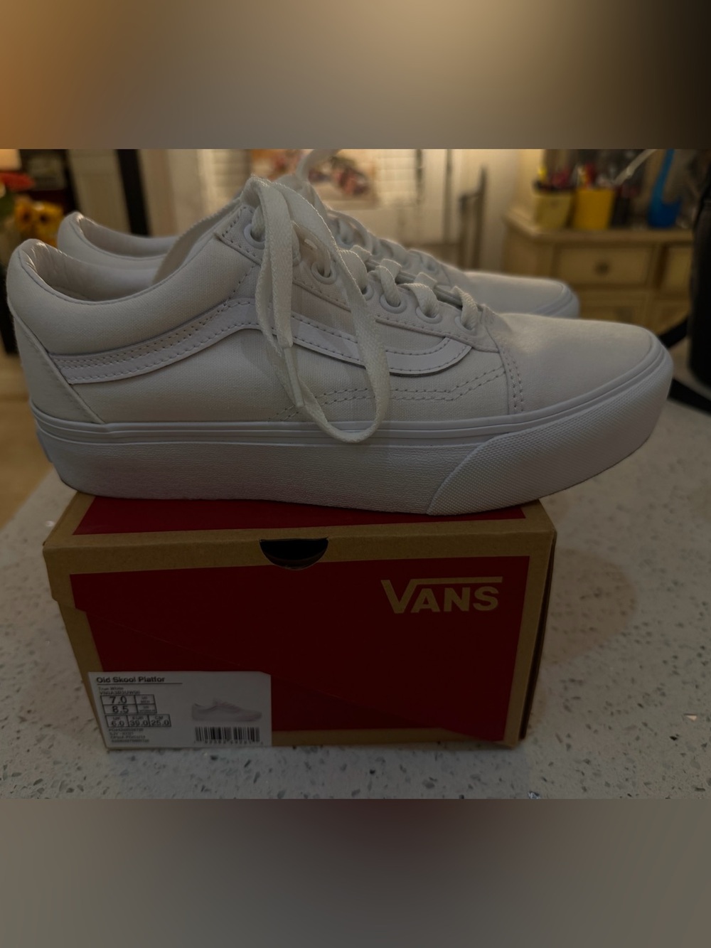 Vans White Low-Top Platform Sneakers